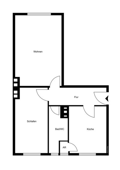 Raum zum Wohlfühlen. Sanierte Wohnung mit 2 Zimmern und großer Küche u. modernem Bad-16163
